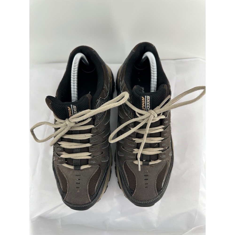 Skechers After Burn Memory Foam Brown Leather Trail Sneakers 50125 Mens 7.5